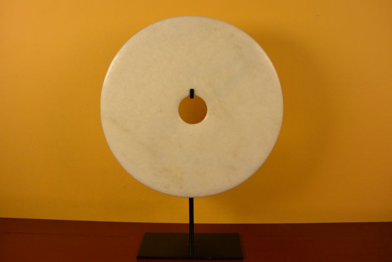 Große Bi-Scheibe aus Jade 30cm Weiß 2