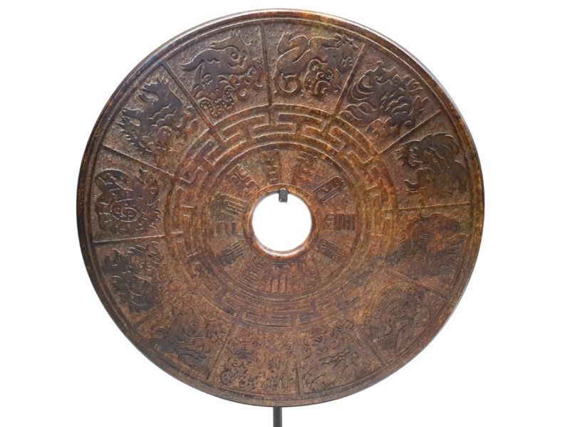 Große Bi-Scheibe aus Jade 40cm Chinesische Astrologie