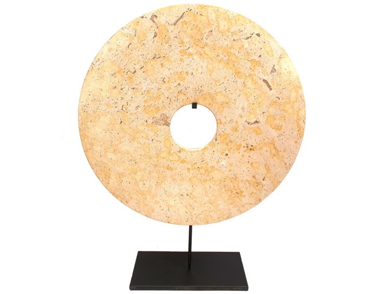 Große Bi-Scheibe aus Jade 40cm - Hellbraun - Alter Stil 2