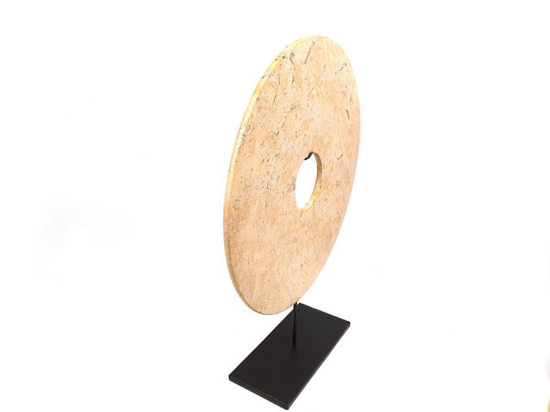 Große Bi-Scheibe aus Jade 40cm - Hellbraun - Alter Stil 3