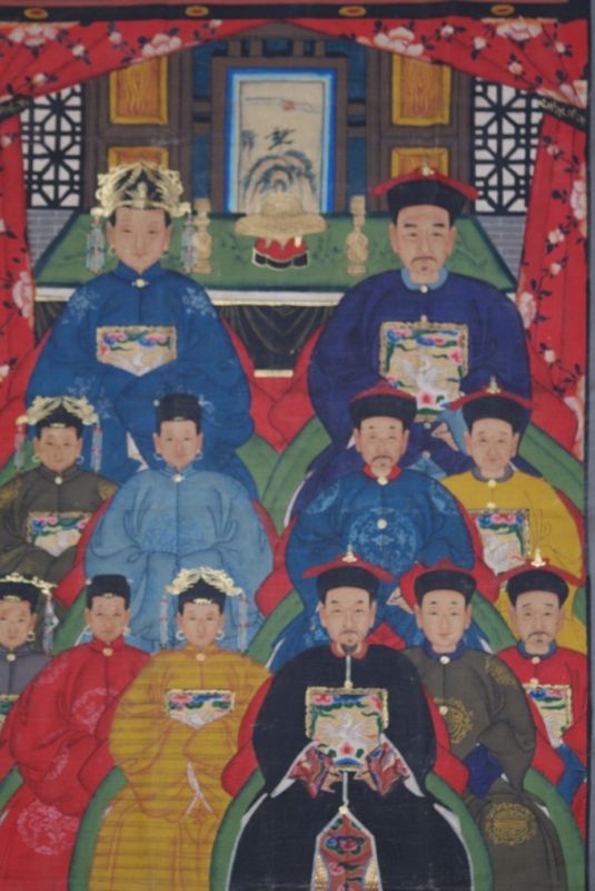 Grosse Chinesische Ahnenbilder 12 Personen Qing Dynastie 2