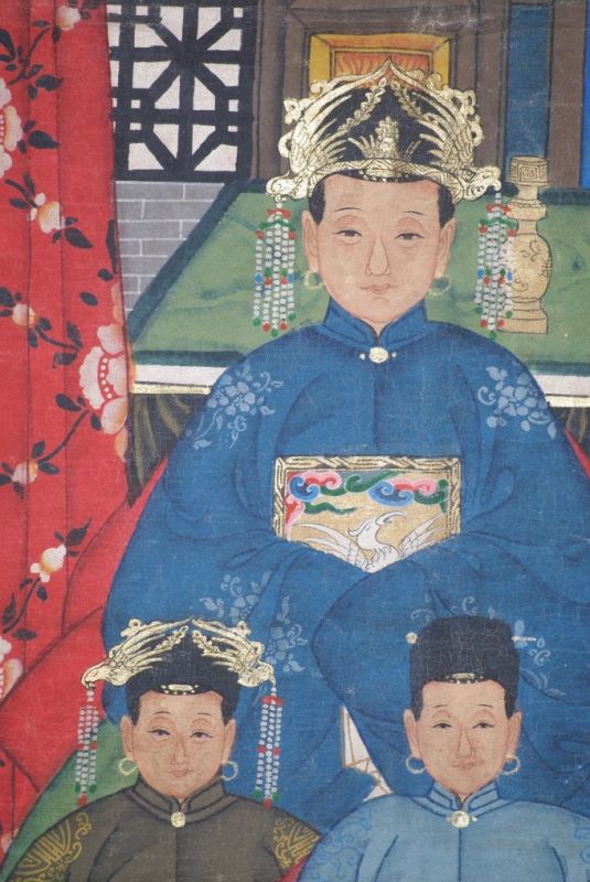 Grosse Chinesische Ahnenbilder 12 Personen Qing Dynastie 3