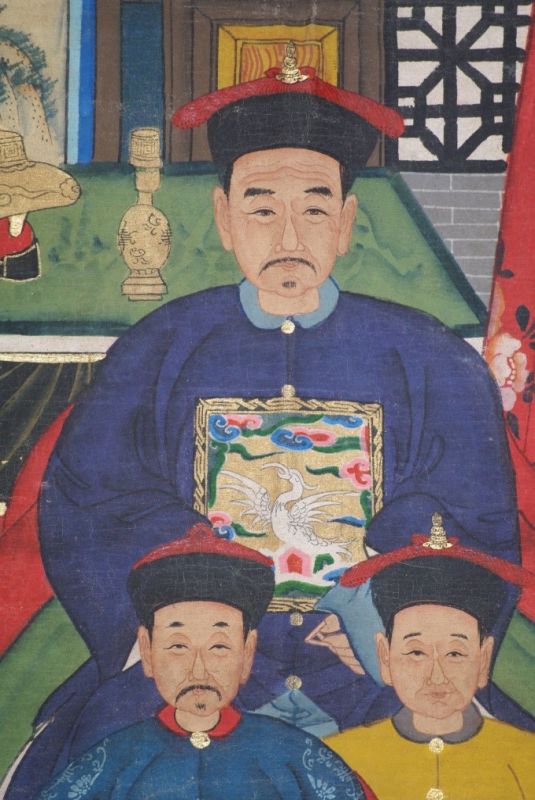 Grosse Chinesische Ahnenbilder 12 Personen Qing Dynastie 4