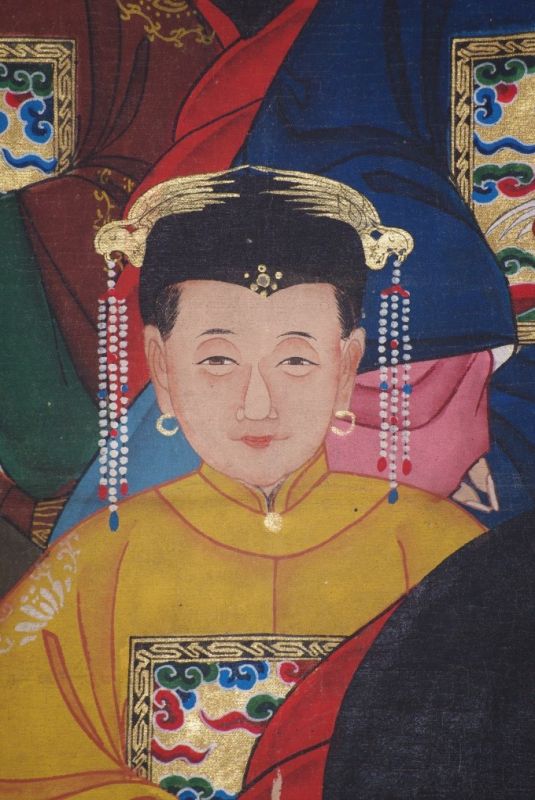 Grosse Chinesische Ahnenbilder 5 Personen Qing Dynastie 5