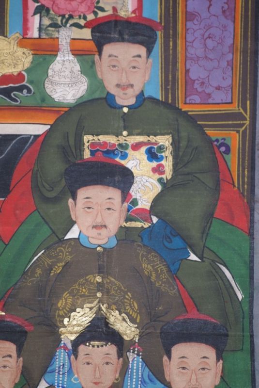 Grosse Chinesische Ahnenbilder 9 Personen Qing Dynastie 3