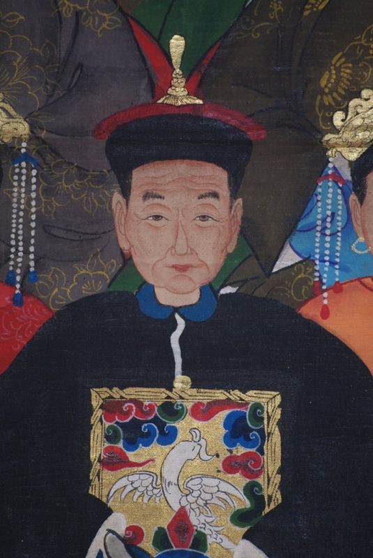Grosse Chinesische Ahnenbilder 9 Personen Qing Dynastie 5