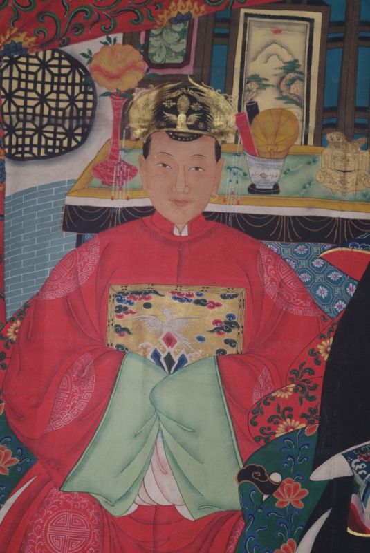 Große Chinesische Ahnenbilder Qing Dynastie - 2 Personen 3