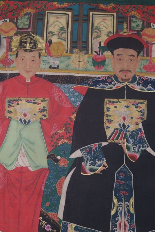 Große Chinesische Ahnenbilder Qing Dynastie - 2 Personen 4