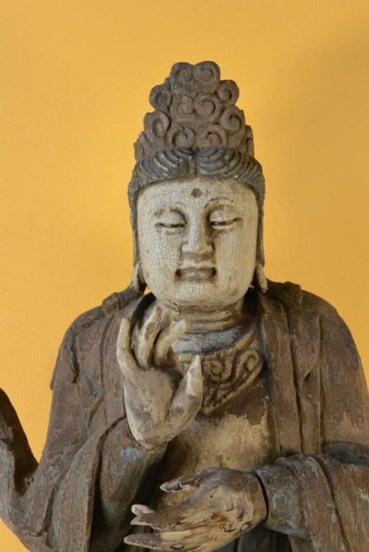 Große chinesische Holzstatue - Göttin auf einem Elefanten 2