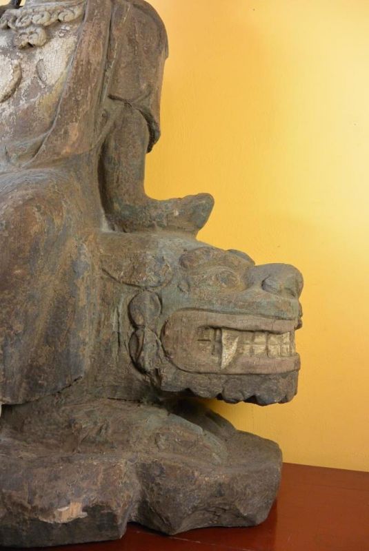 Große chinesische Holzstatue - Göttin der Wächterlöwe 3