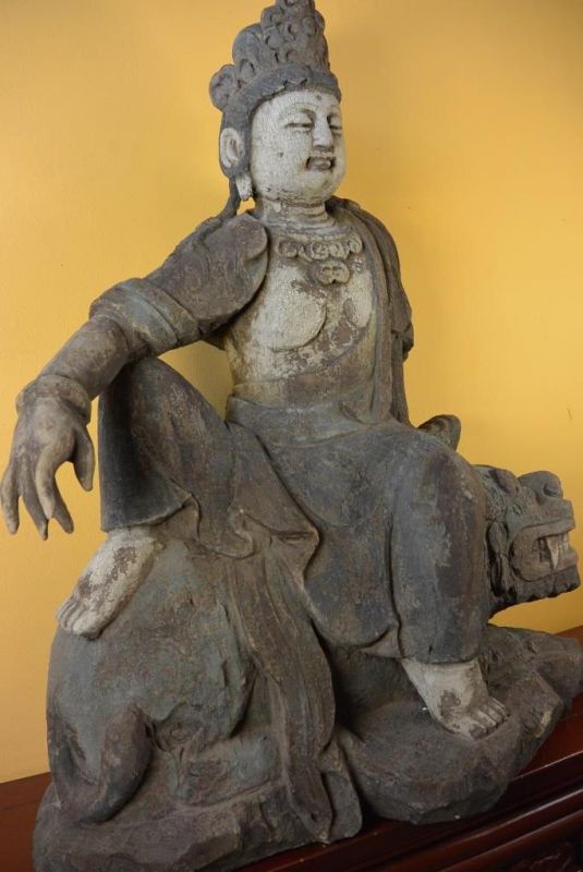 Große chinesische Holzstatue - Göttin der Wächterlöwe 4