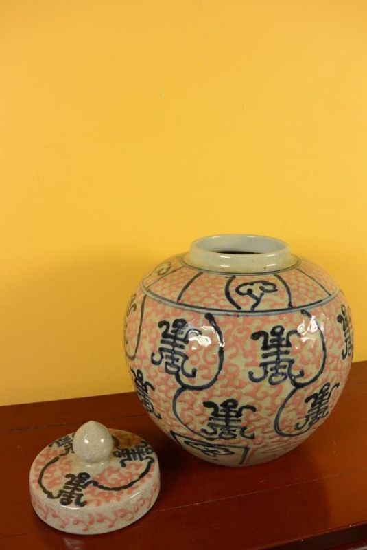 Große Chinesische Porzellan Töpfe - Rosa und blau 2