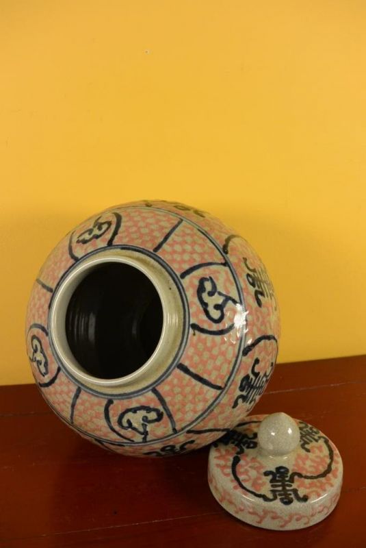 Große Chinesische Porzellan Töpfe - Rosa und blau 3