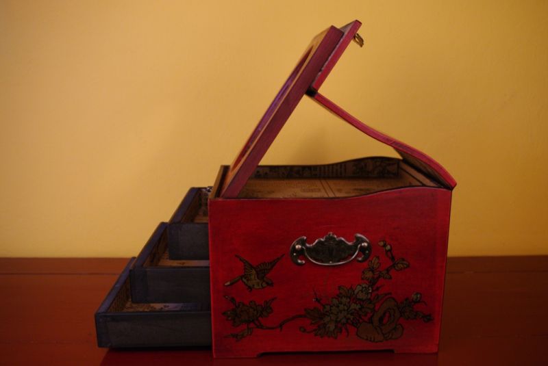 Grosse Chinesische Schmuckdosen Drache und Phoenix Rote 2