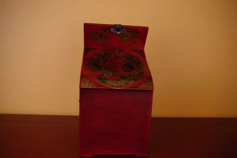 Grosse Chinesische Schmuckdosen Drache und Phoenix Rote 3