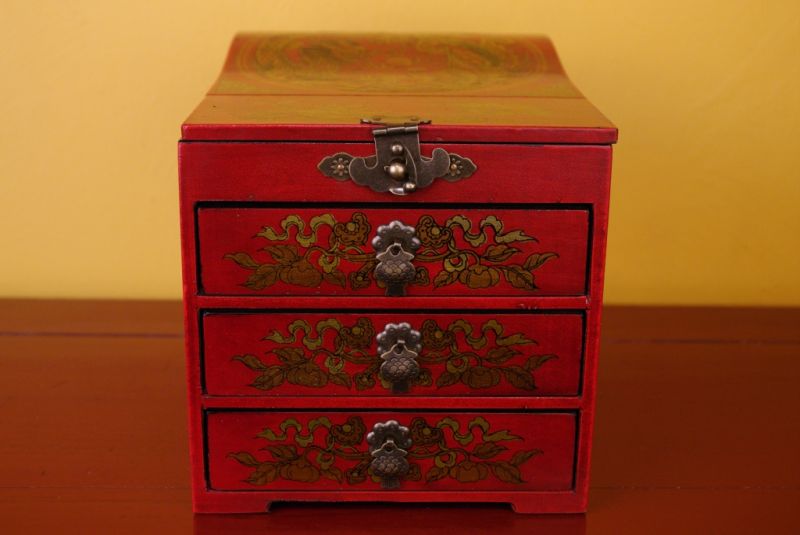 Grosse Chinesische Schmuckdosen Drache und Phoenix Rote 4