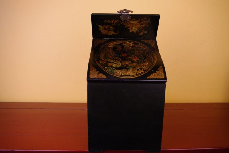 Grosse Chinesische Schmuckdosen Drache und Phoenix Schwarz 3
