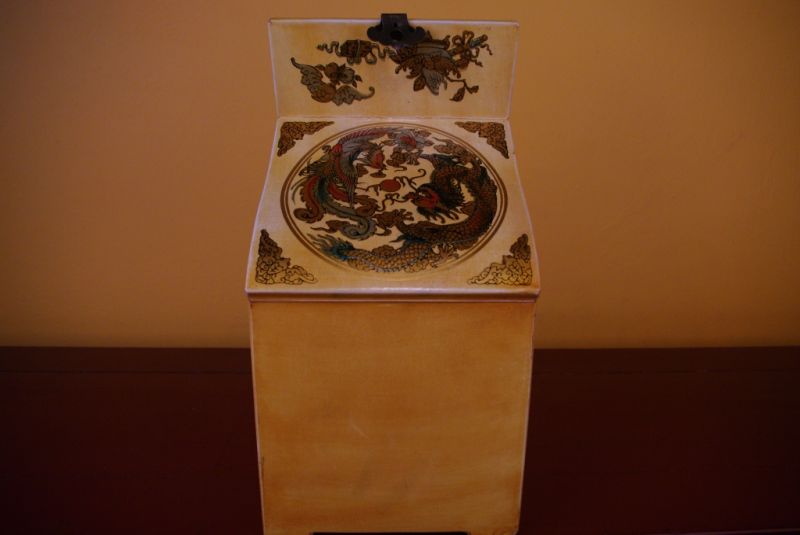 Grosse Chinesische Schmuckdosen Drache und Phoenix Weiss 3