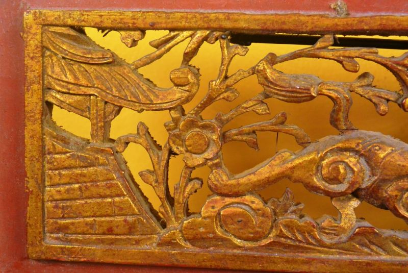 Grosse Chinesische Schnitzereien Rot und Gold 1 3