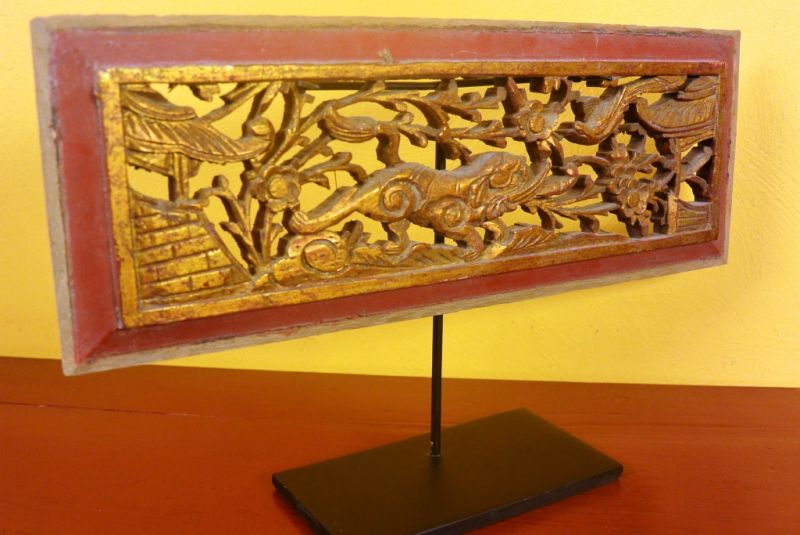 Grosse Chinesische Schnitzereien Rot und Gold 1 5