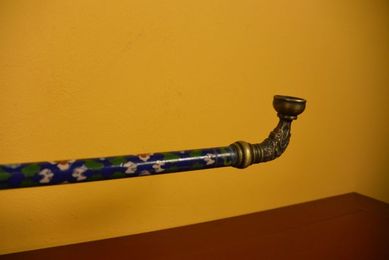 Große Cloisonne Chinesische Tabakspfeife Blau 2