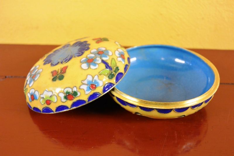 Grosse Cloisonne-Dose Gelb 2 2