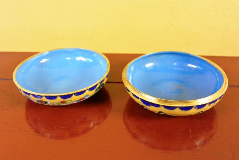 Grosse Cloisonne-Dose Gelb 2 3