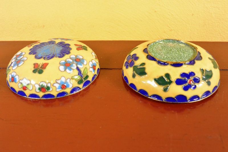 Grosse Cloisonne-Dose Gelb 2 4