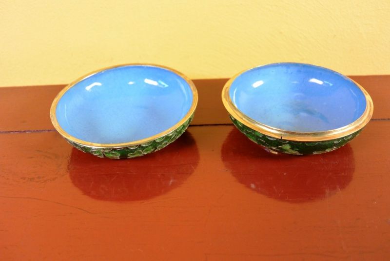 Grosse Cloisonne-Dose Grün 3