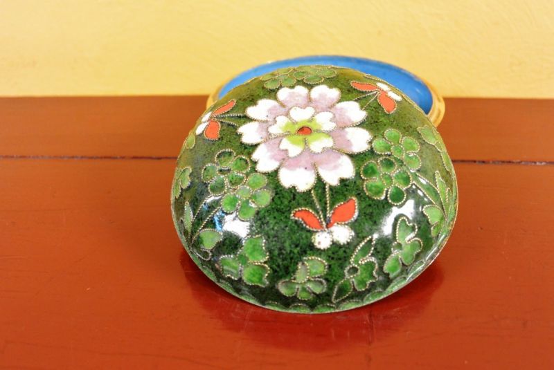 Grosse Cloisonne-Dose Grün 5