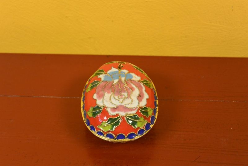 Grosse Cloisonne-Dose Red Blumen 2