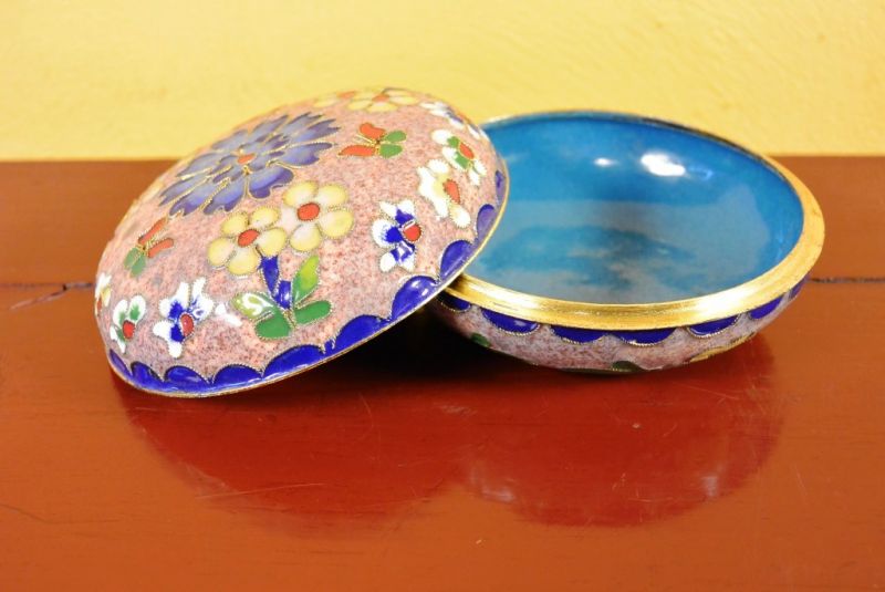 Grosse Cloisonne-Dose Rosa 2