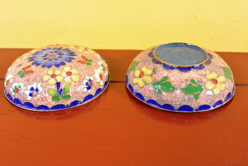 Grosse Cloisonne-Dose Rosa 4