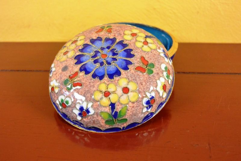 Grosse Cloisonne-Dose Rosa 5