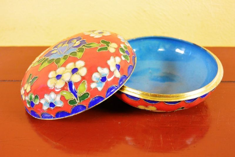 Grosse Cloisonne-Dose Rot 2