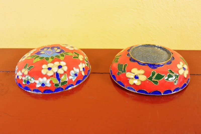 Grosse Cloisonne-Dose Rot 4