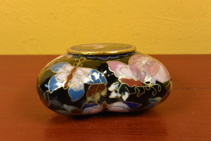 Grosse Cloisonne-Dose Schwarzes / Herz 3
