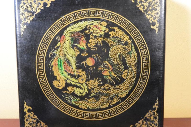 Große Feng Shui Kompass - Schwarz / Drache und Phoenix 2