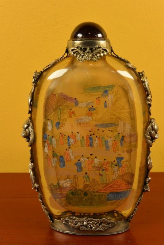 Große Glas Schnupftabakflasche Brücke 4