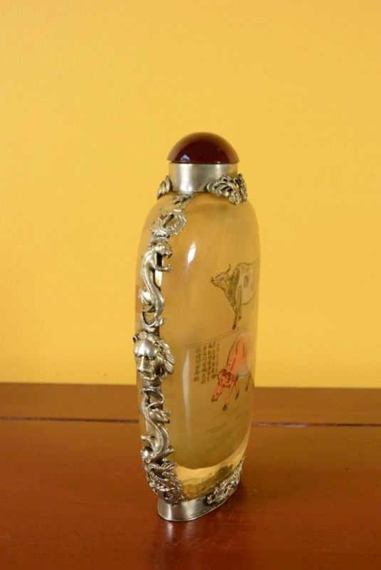 Große Glas Schnupftabakflasche Büffel 2