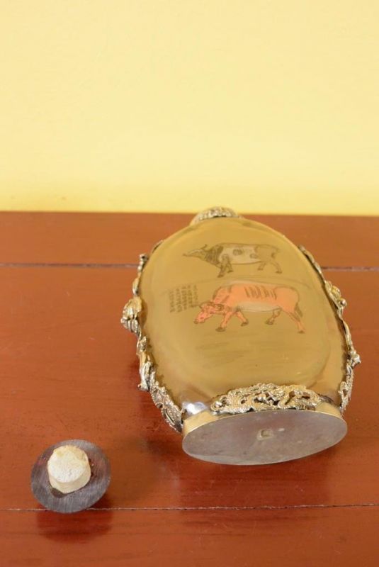 Große Glas Schnupftabakflasche Büffel 5