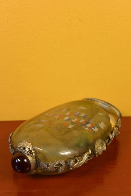 Große Glas Schnupftabakflasche Chinesisches Dorf 4