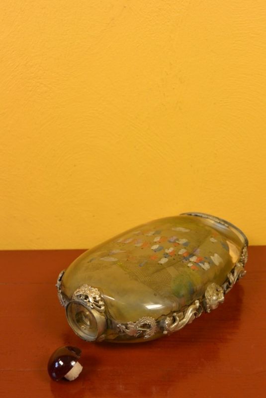 Große Glas Schnupftabakflasche Chinesisches Dorf 5