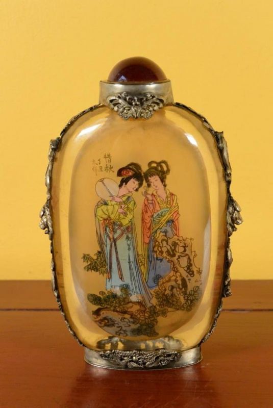 Große Glas Schnupftabakflasche - Gruppe von Frauen 3
