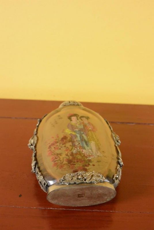 Große Glas Schnupftabakflasche - Gruppe von Frauen 5