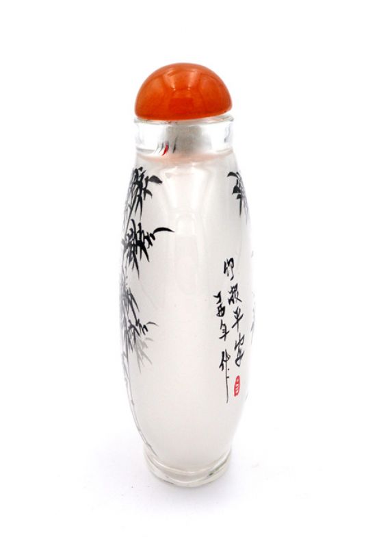 Große Glas Schnupftabakflasche - Künstler - Bambus 2