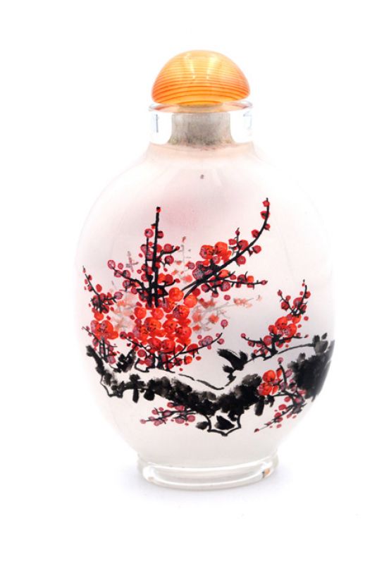 Große Glas Schnupftabakflasche - Künstler - Der alte Kirschbaum 3
