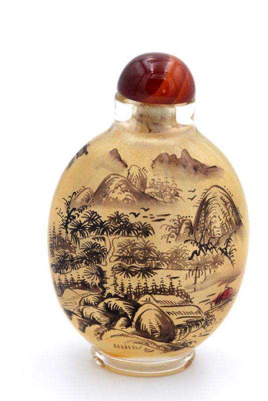 Große Glas Schnupftabakflasche - Künstler - Der chinesische Berg 3