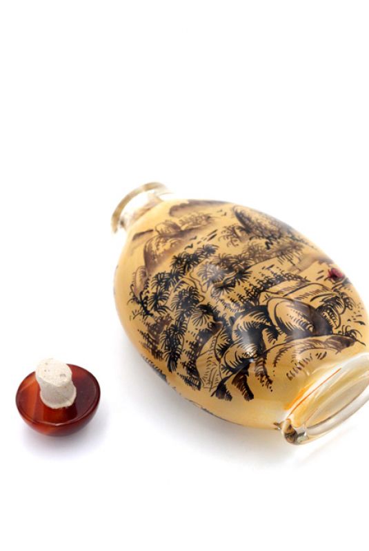 Große Glas Schnupftabakflasche - Künstler - Der chinesische Berg 4