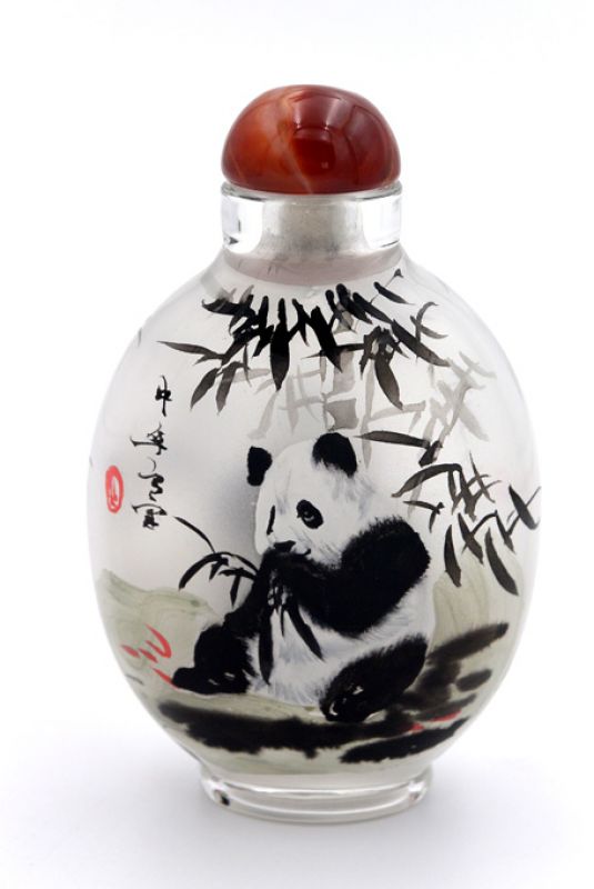 Große Glas Schnupftabakflasche - Künstler - Der Panda 3